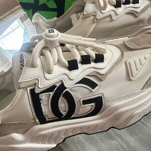 Dolce & Gabbana Cream Sneakers with Black Accents